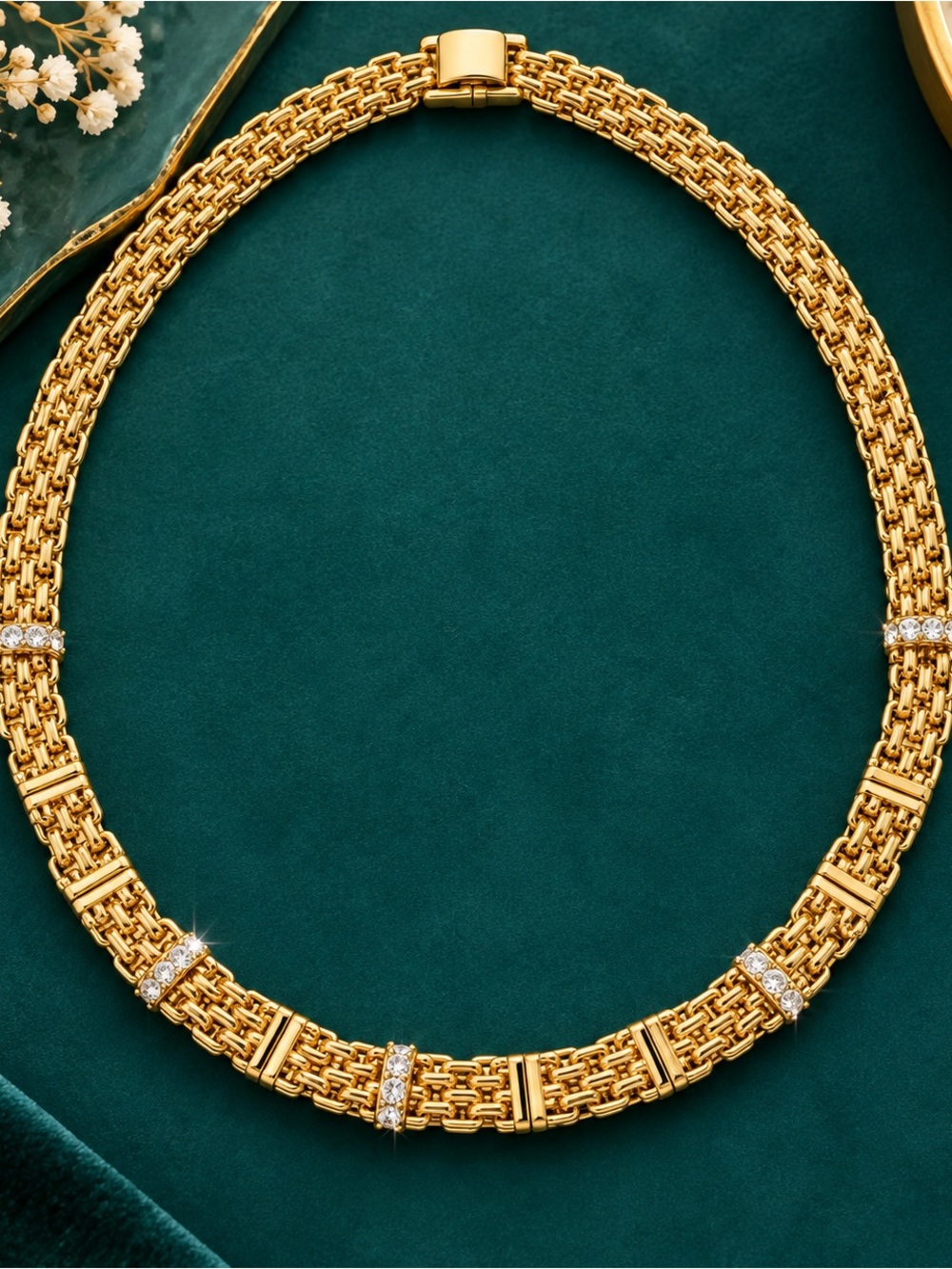Kendra Scott Lesley Gold Chain Necklace Clear Crystals